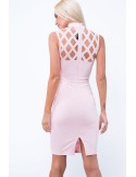 Dress with an openwork neckline, light pink ZZ202 - Online store - Boutique